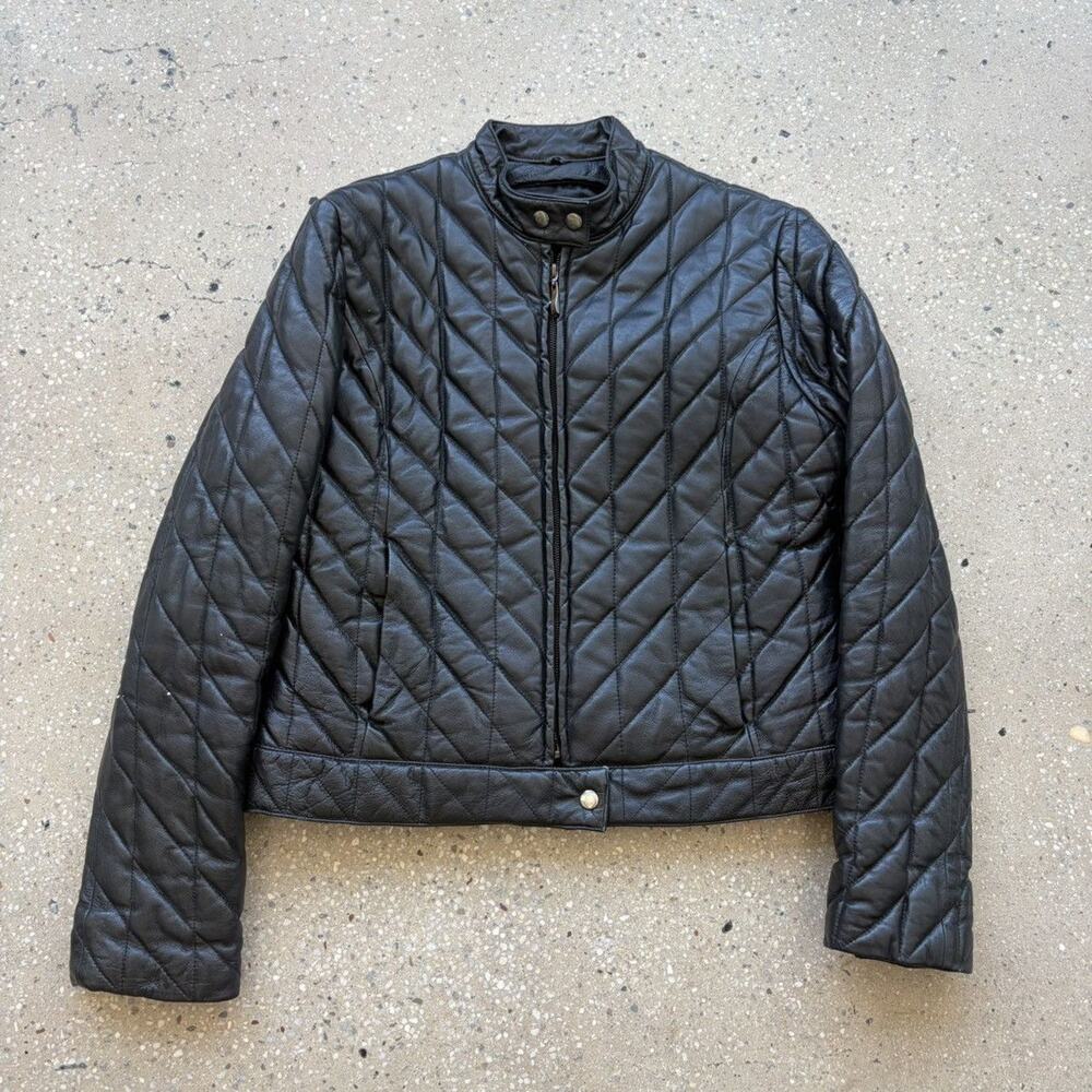 Vintage 80s Apache Leather Black Quilted Leather Jacket